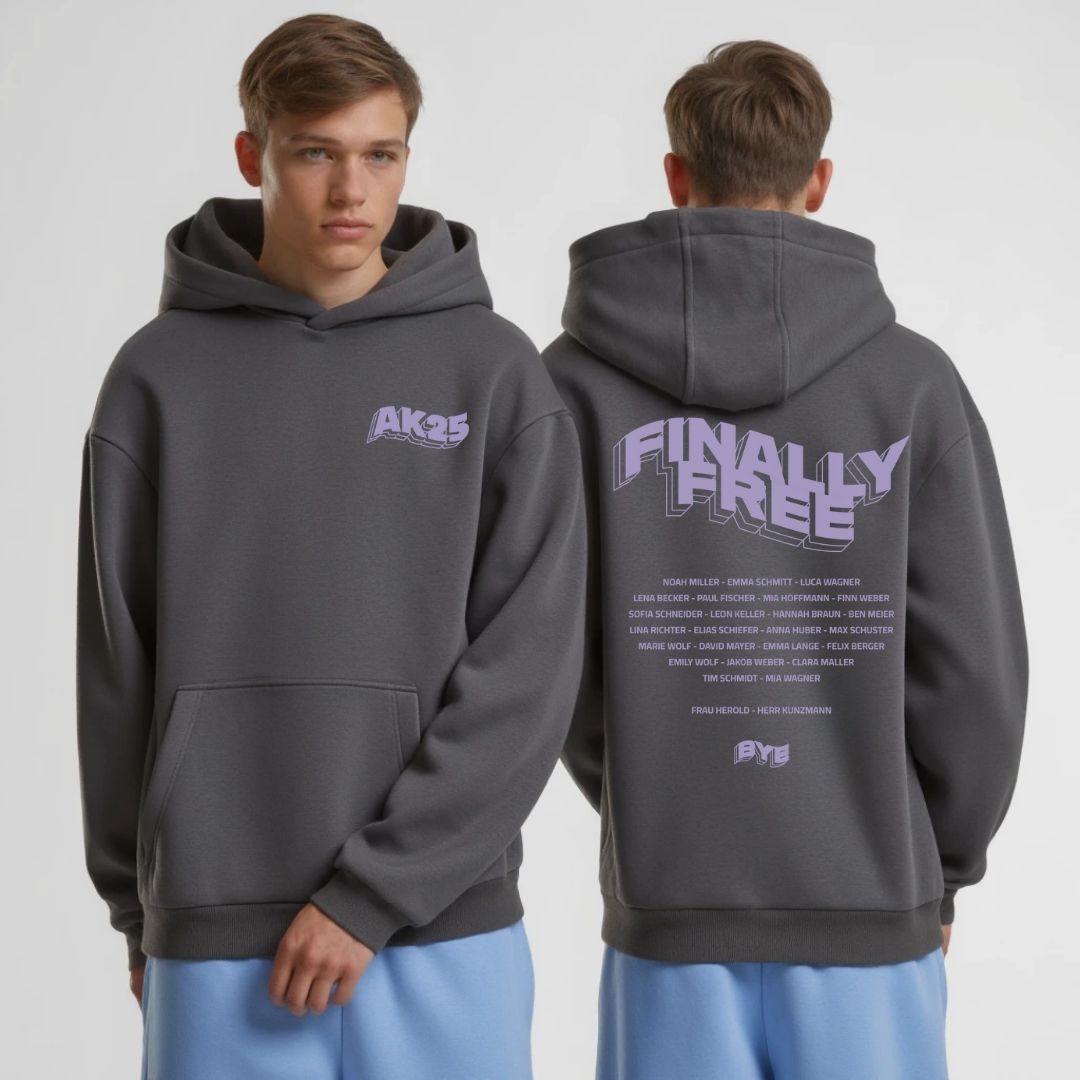 AK FINALLY FREE #1 | shirtival - Abschluss Pullover - Abipulli- Abschlusspulli - Abimotto 2025 - Abschlussmotto - Abschluss Hoodie